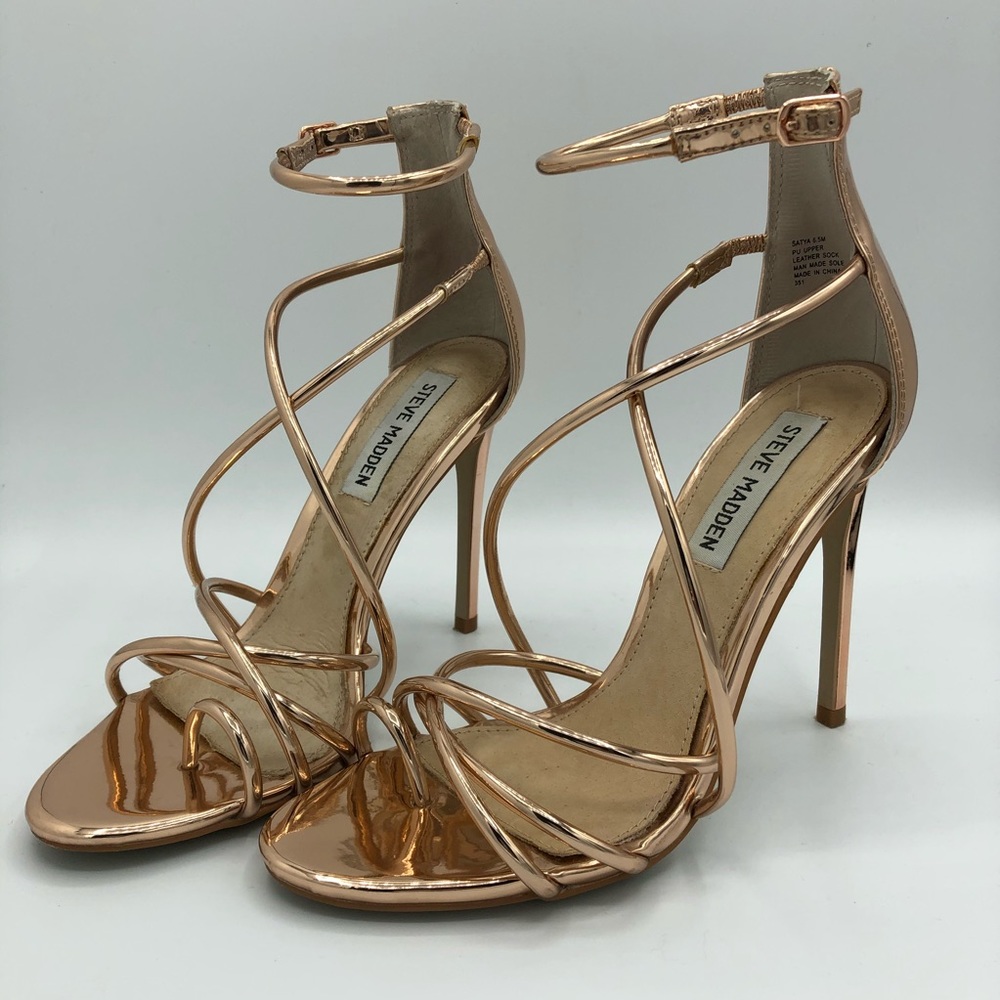 STEVE MADDEN Satya Rose Gold Stiletto Sandals 6.5